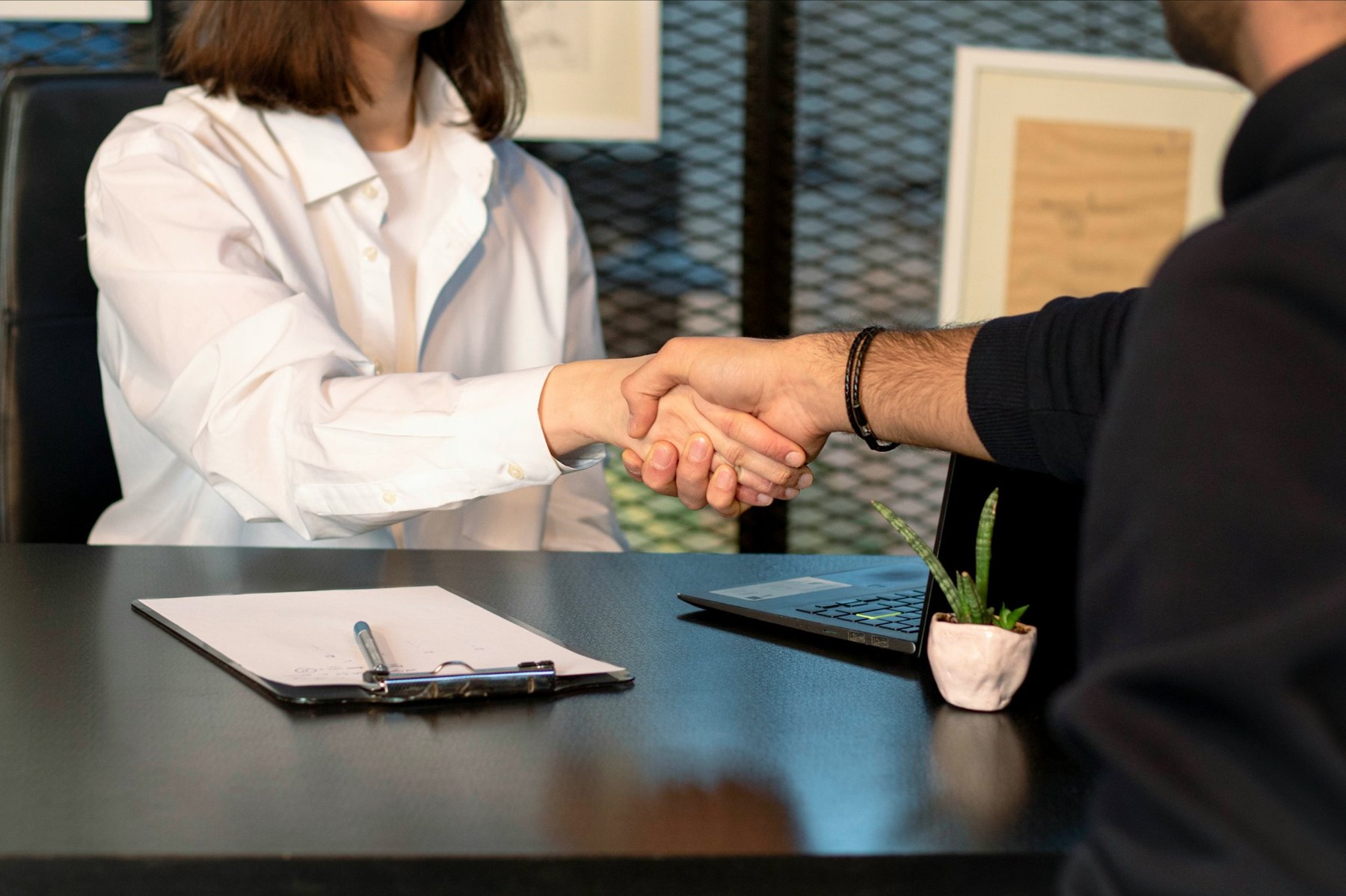 Handshake during a professional meeting